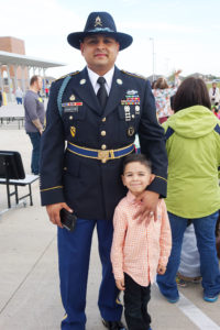 Eliseo Recheverri (5) and his hero (dad), Army Infantryman Jairo Recheverri at Carver Elementary Nov 11